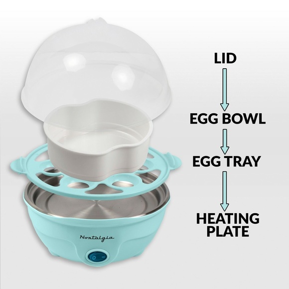 Nostalgia Kitchen Mymini 7 Egg Rapid Cooker Teal Color Can Boil Scramble Poach Omelette